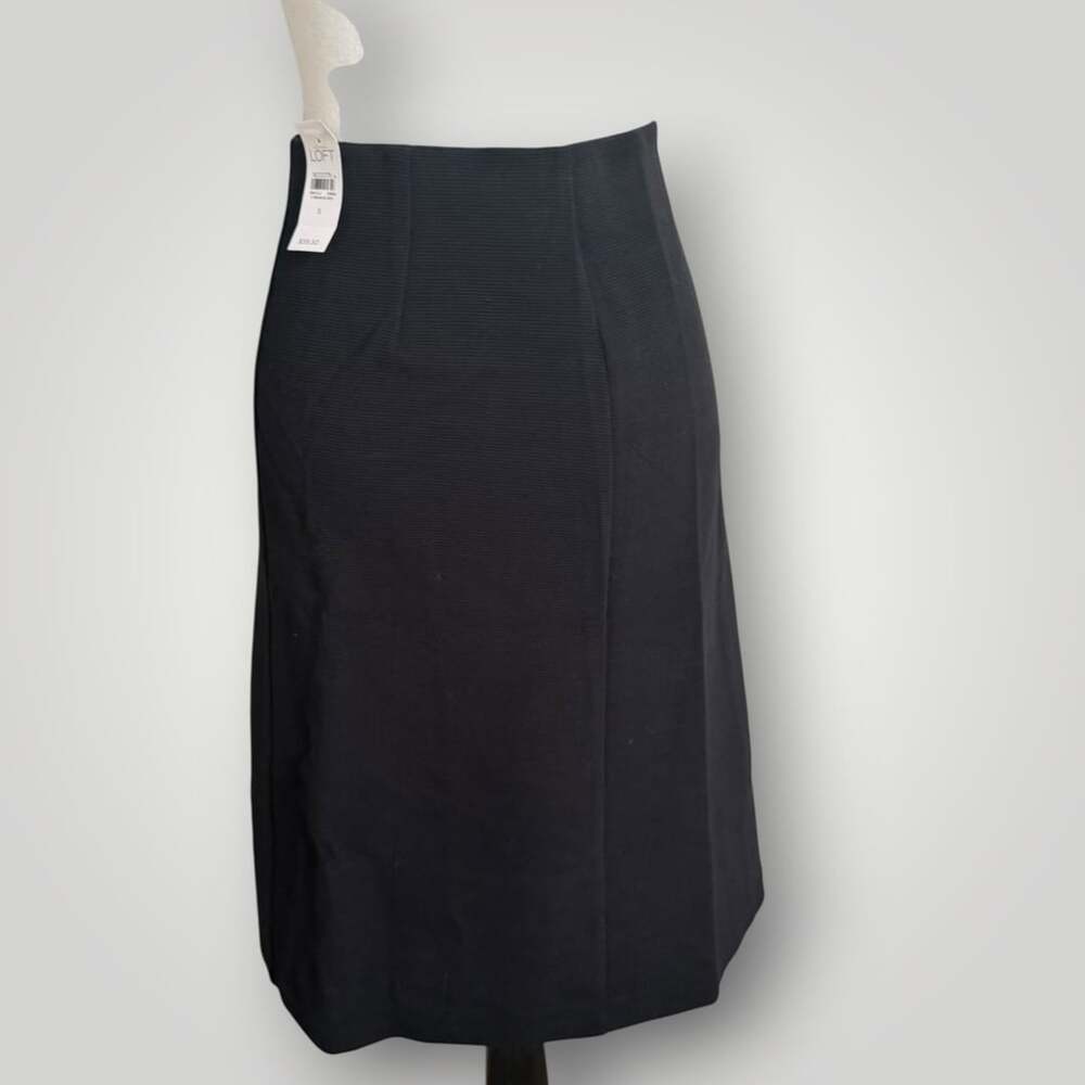 NWT Ann Taylor Loft A-Line Skirt Black Ribbed Knit Midi Pull-On Size S